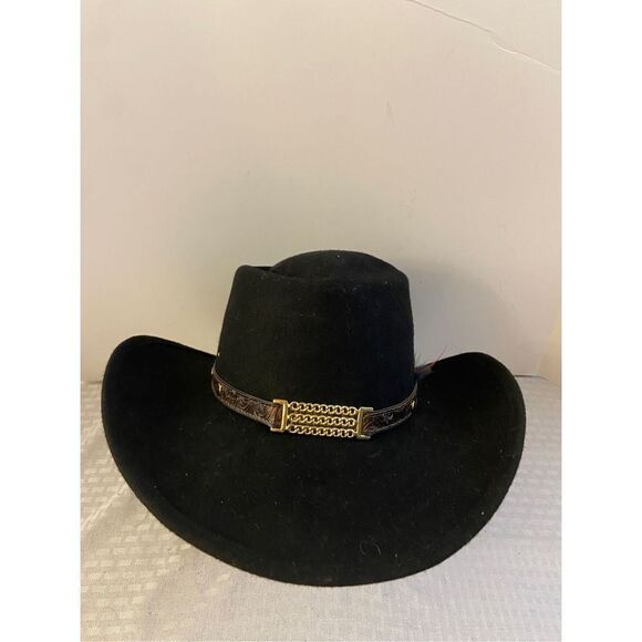 Bee hat Co USA Trailblazer large western Black Wool Felt Jack Daniels - Picture 1 of 4